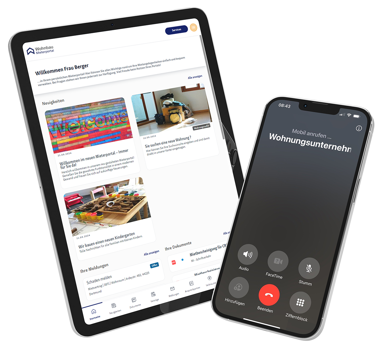 CRM Mockup vvon Wohnbau